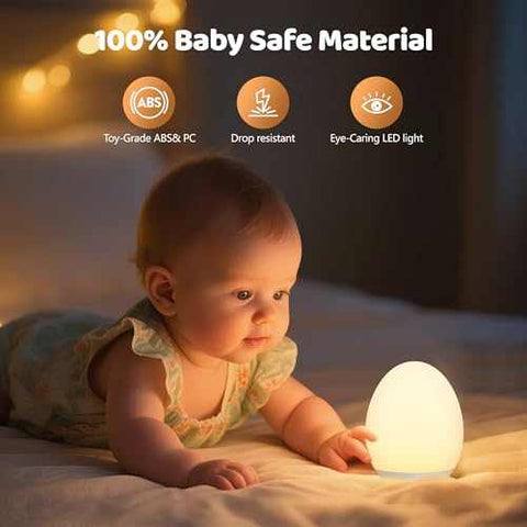 MediAcous Baby Egg Night Light – Rechargeable 7-Color Touch Lamp
