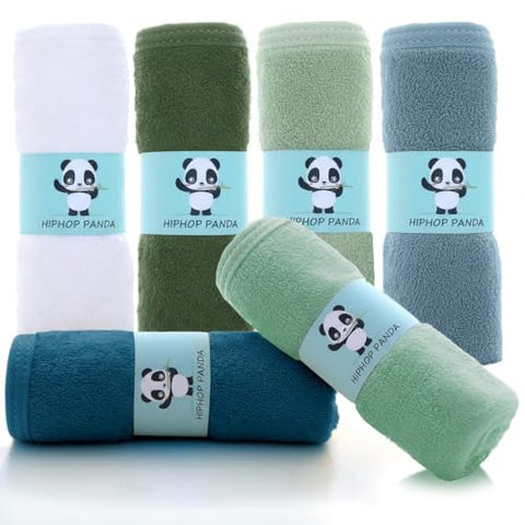 HIPHOP PANDA Bamboo Baby Washcloths – Ultra Soft Reusable Face Towels (6-Pack)