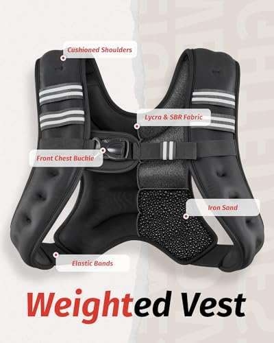 ZELUS adjustable weighted vest for running and strength training, black fitness gear with reflective strips and adjustable straps