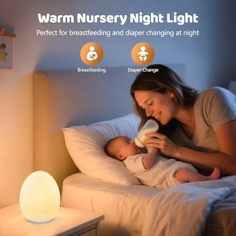 MediAcous Baby Egg Night Light – Rechargeable 7-Color Touch Lamp