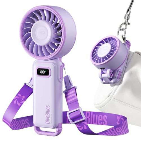 Diveblues Turbo Handheld Fan with USB-C rechargeable battery and 100-speed turbo airflow portable design