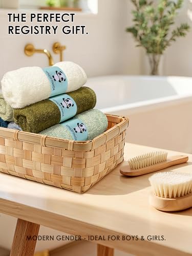 HIPHOP PANDA Bamboo Baby Washcloths – Ultra Soft Reusable Face Towels (6-Pack)