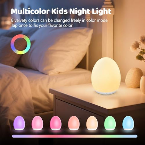 MediAcous Baby Egg Night Light – Rechargeable 7-Color Touch Lamp