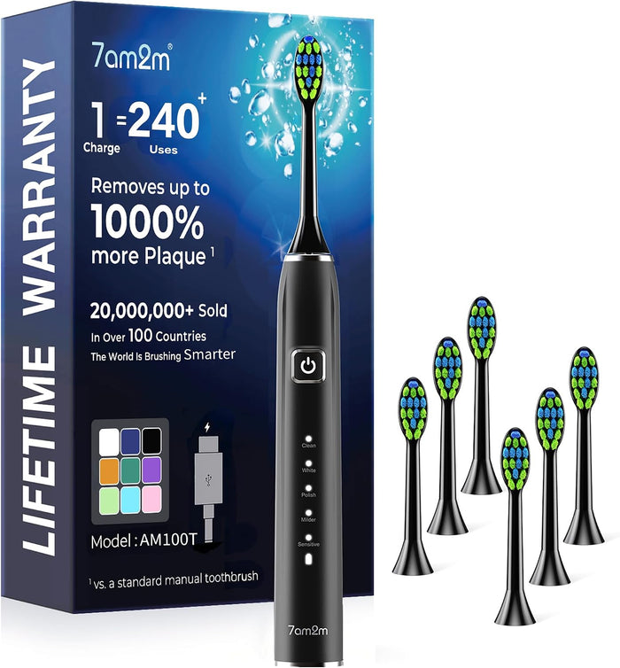 7AM2M Sonic Electric Toothbrush for Adults,Type-C Charging Run for 120 Days