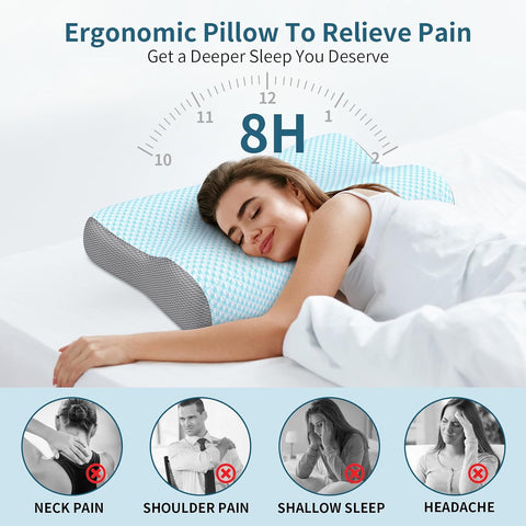 Contour Memory Foam Pillow – Ergonomic Cervical Neck Support for Side, Back & Stomach Sleepers