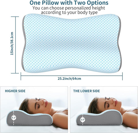 Contour Memory Foam Pillow – Ergonomic Cervical Neck Support for Side, Back & Stomach Sleepers