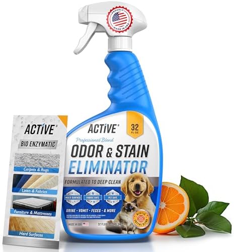 Pet Odor and Stain Eliminator – Active Enzyme Cleaner for Dog & Cat Urine, Stains & Odors