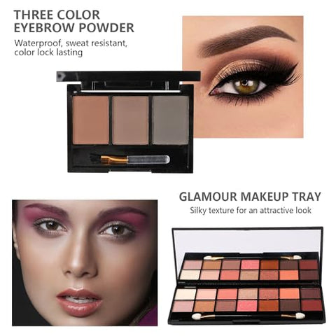 MTDXILTAI makeup sets for women,Professional Makeup Kit with Eyeshadow Palette,Brushes Set, Foundation, Lip Gloss, Travel Bag, Complete Beauty Set (Black bag)